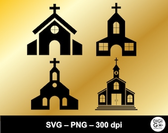 Church svg / church silhouette / church cut file / church building svg / church clipart / church svg bundle