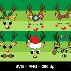 Reindeer svg / reindeer face svg / cute reindeer / Christmas deer face / Christmas svg / girl reindeer face / boy reindeer face
