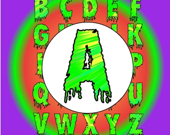 green slime alphabet / Halloween letters / horror letters svg / dripping alphabet / slime letters svg / scary letters / creepy letters