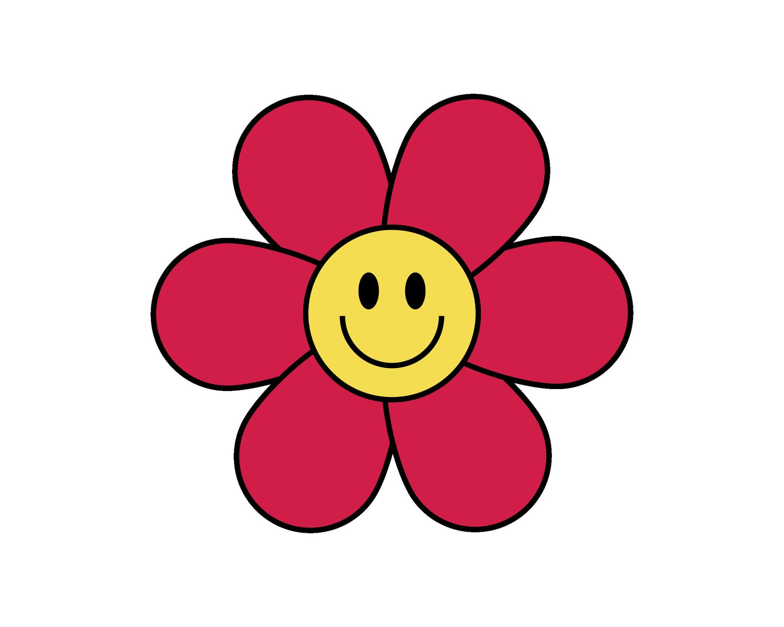 Flower Smiley Face / Retro Groovy Flowers Svg / Hippy Flowers Svg