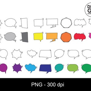 Bolhas de fala / bolha de texto / clipart de bolhas de fala / bolhas de bate-papo / bolhas de fala png / bolhas de quadrinhos / clipart de histórias em quadrinhos