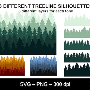 Silhouette de la limite des arbres svg / des arbres forestiers svg / silhouette du pin / fond de la forêt / horizon de la forêt à feuilles persistantes / silhouette de l’arbre svg