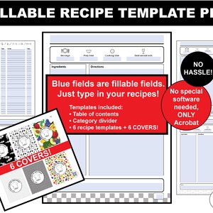 Recipe template / Printable recipe / Recipe page / Recipe PDF / Cookbook template pages / recipe sheet template / digital cookbook