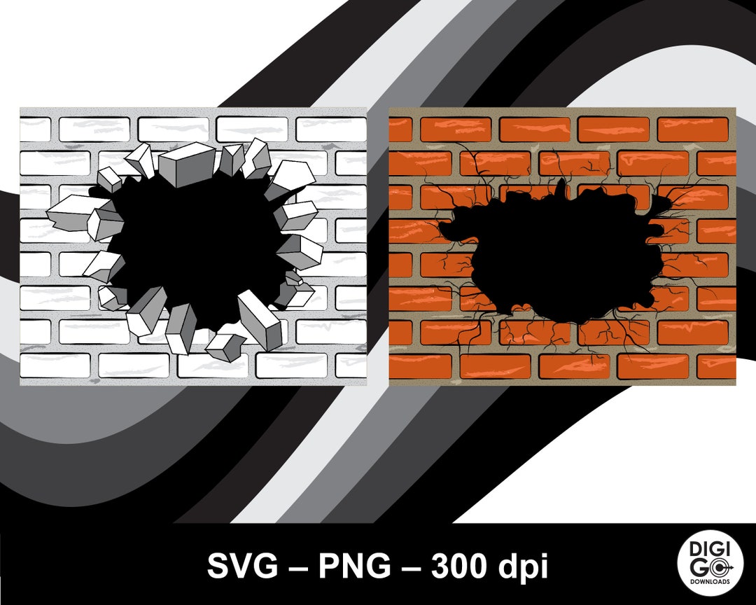 Exploding Wall Logo Cracked Wall Svg / Broken Brick Wall / Exploding Wall Svg / Brick Wall ...