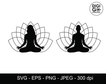 Yoga silouette svg / spiritual svg / meditation svg / yoga clipart / meditation images / woman man yoga flower / fitness svg