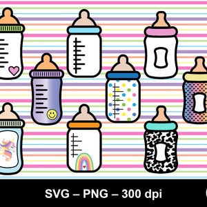 Biberon in formato SVG / pacchetto biberon / bottiglia per il latte in formato SVG / biberon in formato SVG / clipart biberon / baby shower in formato SVG / biberon in formato SVG