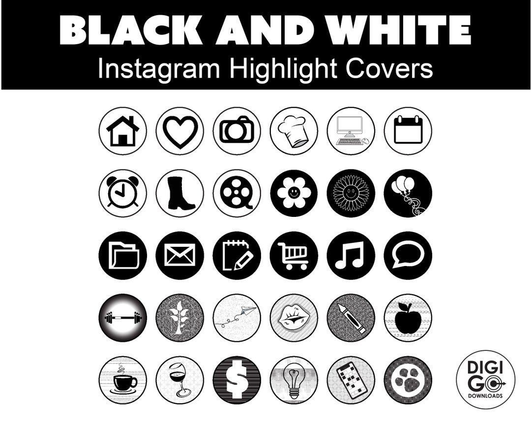 Instagram Highlight Covers Black and White / Instagram Highlights / Black and White Hightlight