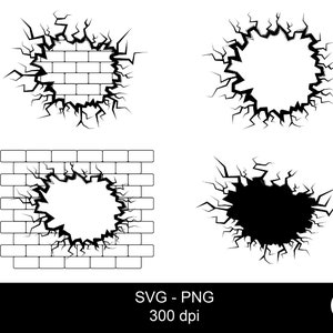 Gebrochene Wand svg / gebrochene Ziegelwand / Ziegelwand svg / gerissene Ziegelwand svg / rissige Wand png