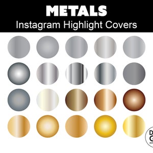 Instagram highlight covers / instagram story iconen / grays Instagram story iconen / golds Instagram story iconen / 20 Metal kleur