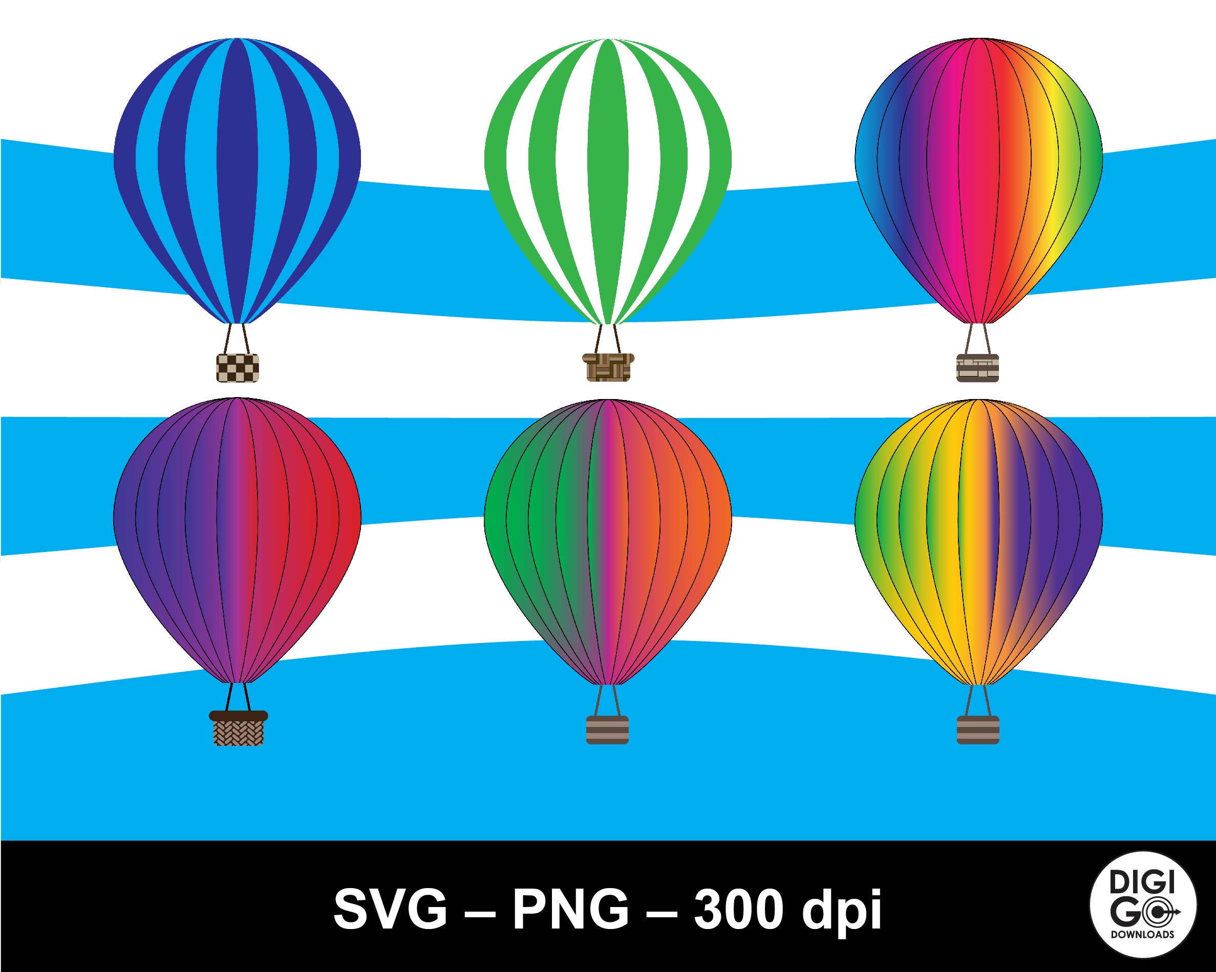 Air Balloon Clipart / Hot Air Balloons Svg Bundle / Air Balloons Svg ...