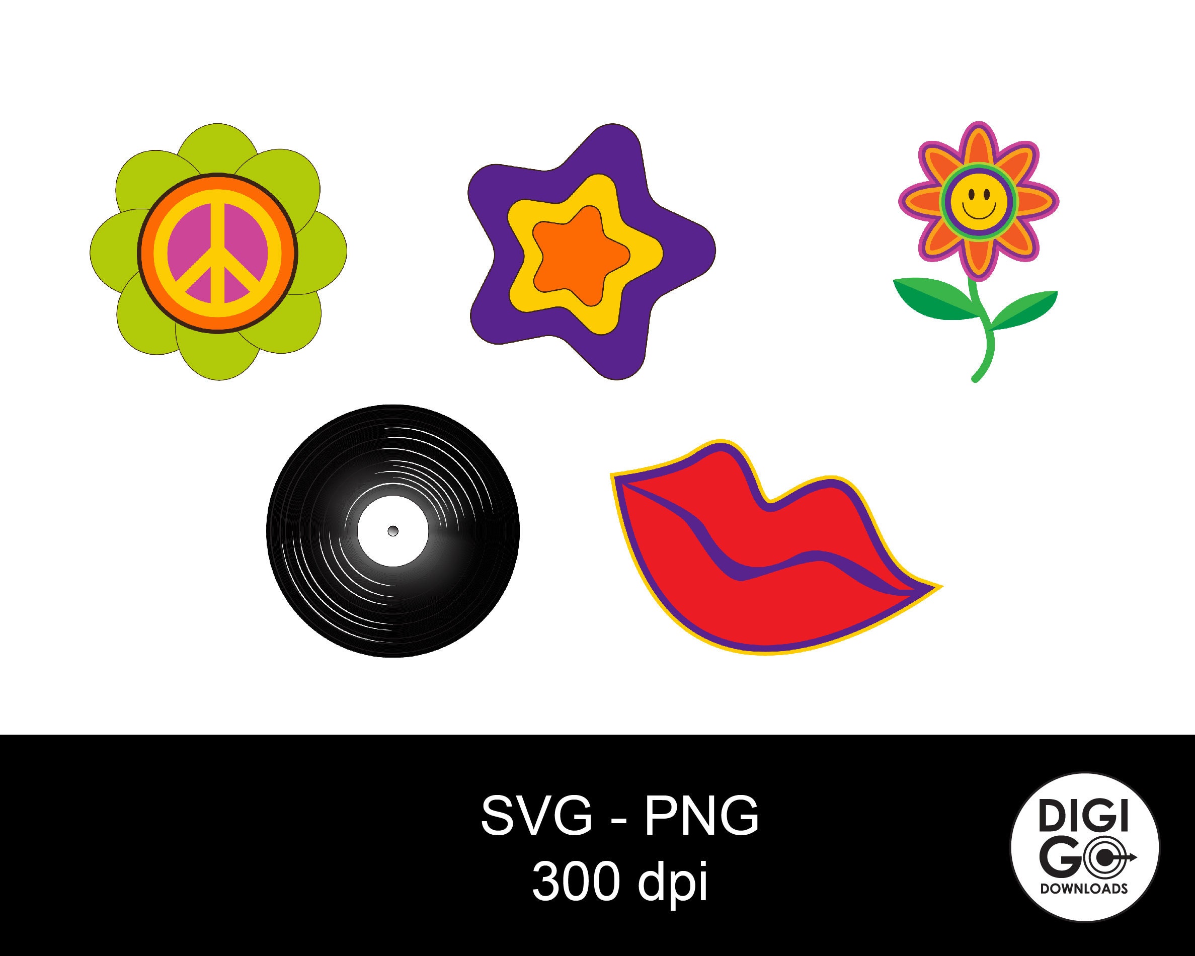 Hippie Svg / Hippy Bundle Svg / Hippie Flowers / Good Vibes / Groovy ...