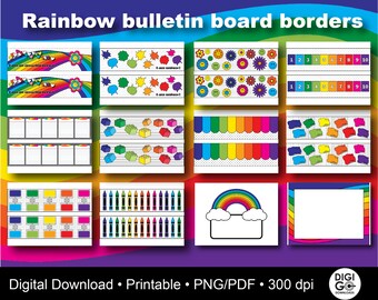 Classroom borders / rainbow classroom decor / classroom rainbow border / bulletin board border /  rainbow bulletin board / printable borders