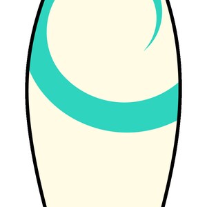 May include: A white surfboard with a turquoise swirl design.