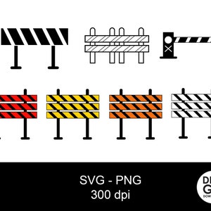 Road block svg / road barrier svg / traffic barrier / car barrier / safety barrier / road work barricade