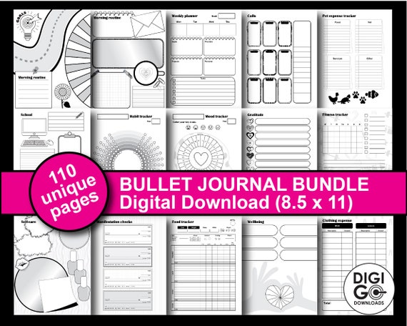 Bullet Journal Pages Printable Template Pages Journal Etsy bullet-journal-pages-printable-template-pages-journal-etsy