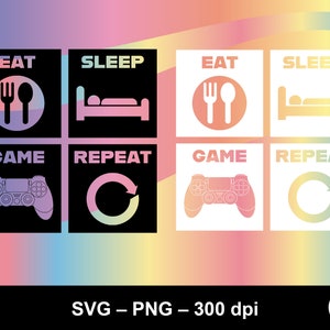 Eat Sleep Spiel wiederholen svg, Gamer svg, Videospiel svg, Game Controller svg, Gamer Shirt svg, Gaming Zitate, Game Player svg, Videospiel Liebhaber