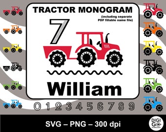 Tractor svg / tractor monogram svg / kids tractor svg / truck svg / farm tractor svg / tractor name svg / farm svg / birthday tractor svg