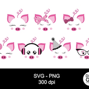 Pig face svg / cute pig face / pig svg / cute pig svg / pig clipart / pig flower / pigbow bow / pig bundle