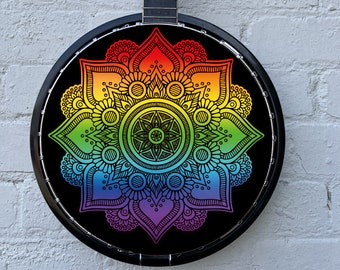 Banjo Instrument Player 11" Rainbow Mandala Diseño Espiritual Arte Banjo Head Sticker For Folk/Irish/Bluegrass/Scottish Musician