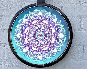 Banjo Instrument Player 11" Blue Mandala Spiritual Design Art Banjo Head Sticker For Folk/Irish/Bluegrass/Scottish Musician