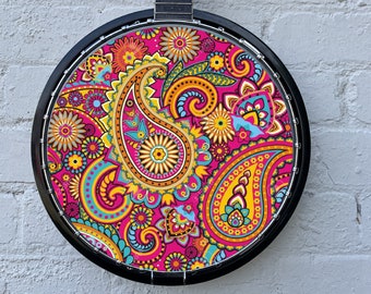 Banjo Instrument Player 11" Pink Paisley Pattern Design Art Banjo Head Sticker For Folk/Irish/Bluegrass/Scottish Musician
