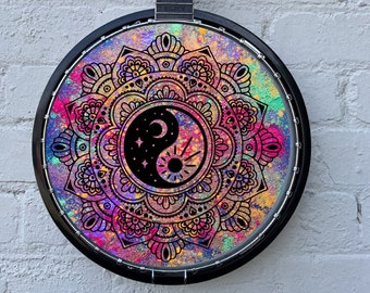 Banjo Instrument Player 11 "Rainbow YinYang Mandala Spiritual Design Art Banjo Head Sticker para Folk / Irlandés / Bluegrass / Músico escocés