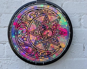 Banjo Instrument Player 11" Celtic Moon Design Art Banjo Head Sticker For Folk/Irish/Bluegrass Musician