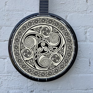 Banjo Instrument Player 11&quot; Celtic Knot Design Art Banjo Head Vellum Sticker For Folk/Irish/Bluegrass Musician Banjo Player Gift