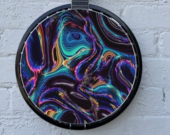 Banjo Instrument Player 11 "Iridescent Oil Spill Print Wall Art Banjo Head Sticker for Folk/Irish/Bluegrass Musician