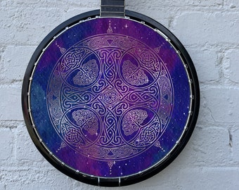 Banjo Instrument Player 11 "Sky Print Space Print Art Banjo Head Sticker para músico folk / irlandés / bluegrass