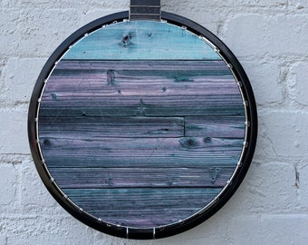 Banjo Instrument Player 11 "Wood Print Design Art Banjo Head Sticker para músico folk / irlandés / bluegrass