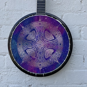 Banjo Instrument Player 11&quot; Sky Print Space Print Art Banjo Head Sticker For Folk/Irish/Bluegrass Musician
