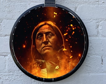 Banjo Instrument Player 11 "Indigenous Print Wall Art Banjo Head Sticker para músico folk / irlandés / bluegrass