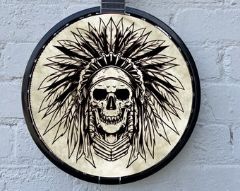 Banjo Instrument Player 11 "Skull Print Wall Art Banjo Head Sticker para músico folk / irlandés / bluegrass