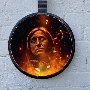 Banjo Instrument Player 11&quot; Indigenous Print Wall Art Banjo Head Sticker For Folk/Irish/Bluegrass Musician