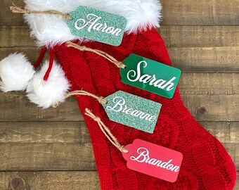 Christmas Stocking Tags. Stocking Name Tags. Acrylic Christmas Stocking Name Tags