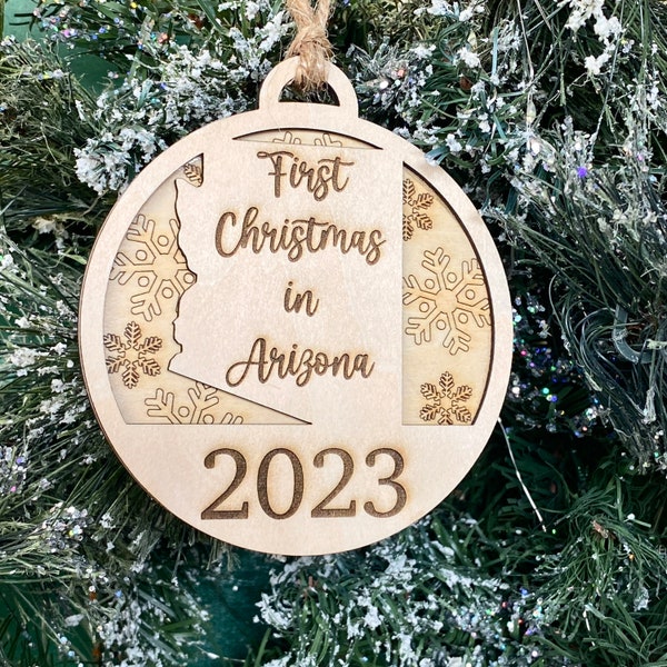 2024 Arizona Christmas Ornament - Christmas Tree Ornament in shape of Arizona. Housewarming Gift for Moving To Arizona