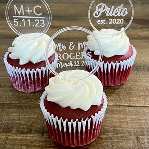 Acrylic Cupcake Toppers. Wedding Cupcake Toppers. Custom Cupcake Gems for Birthdays or Weddings.