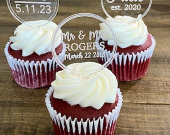 Personalized Acrylic Cupcake Gems for Weddings, Birthdays, and Events