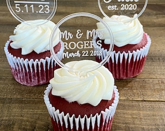 Acrylic Cupcake Toppers. Wedding Cupcake Toppers. Custom Cupcake Gems for Birthdays or Weddings.