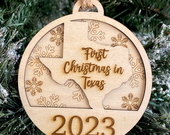 First Christmas in New State Ornament - Housewarming Gift - 2023 Christmas Gift