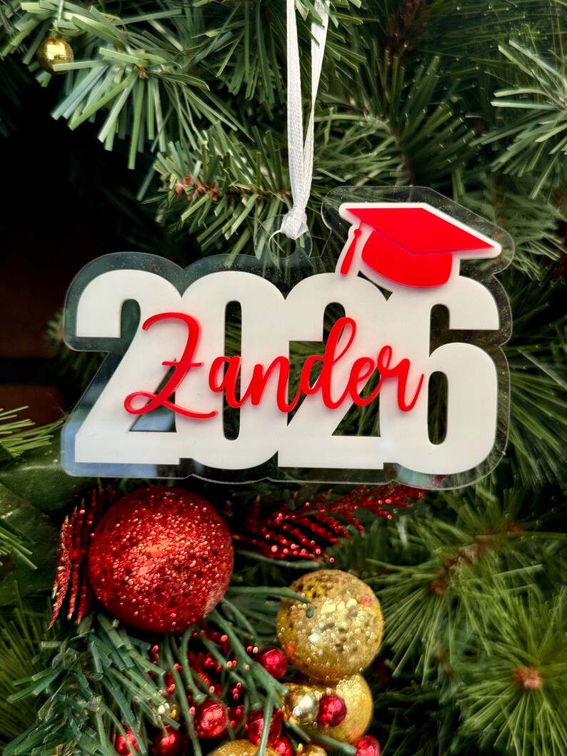 Personalized Class of 2026 Graduation Ornament. Gift for High school Graduate. zdjęcie 3