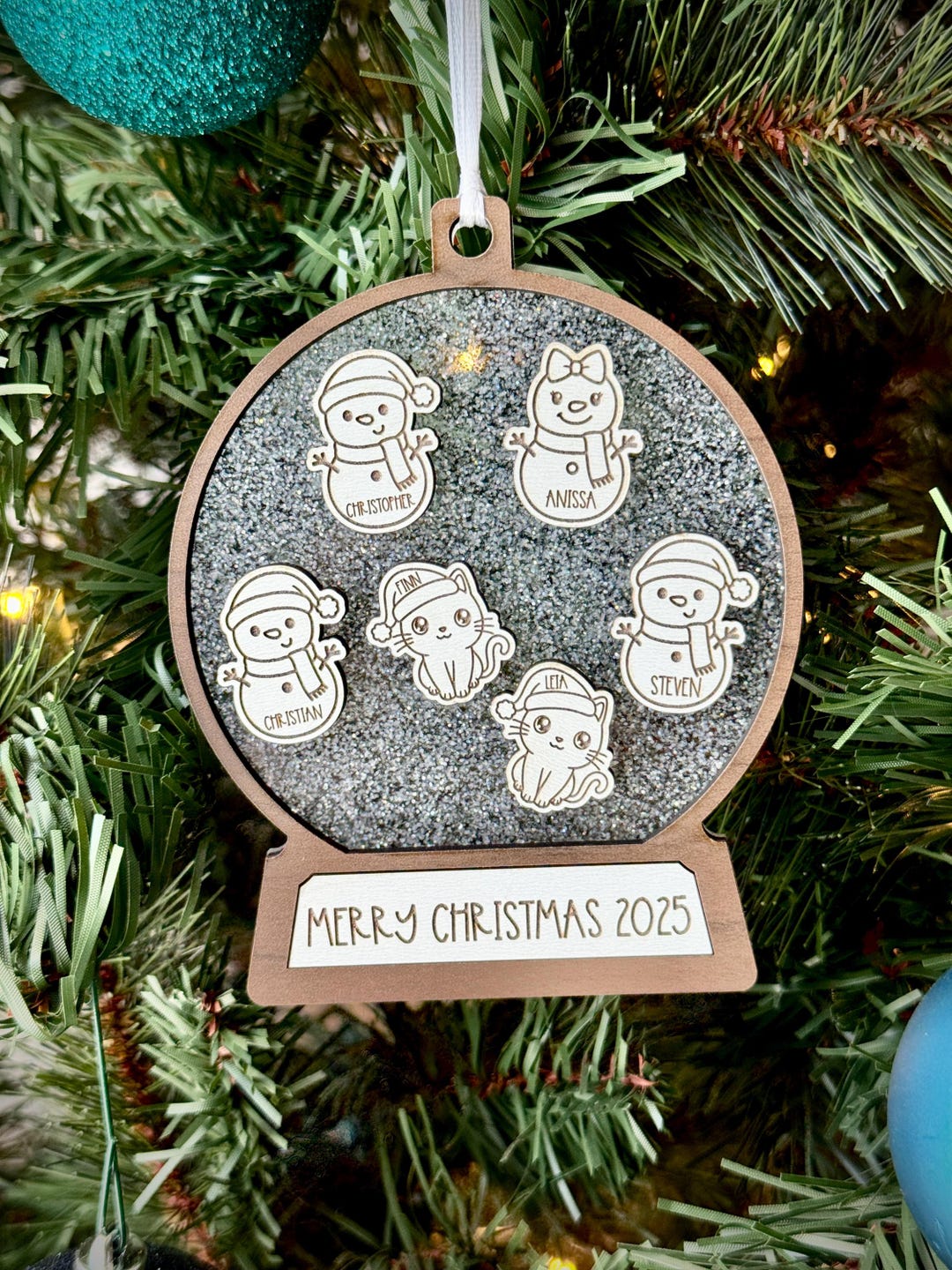 Custom Snowman Family Christmas Ornament 2025 - Personalized Holiday ...