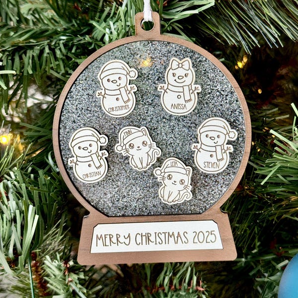 Custom Snowman Family Christmas Ornament 2025 - Personalized Holiday Keepsake