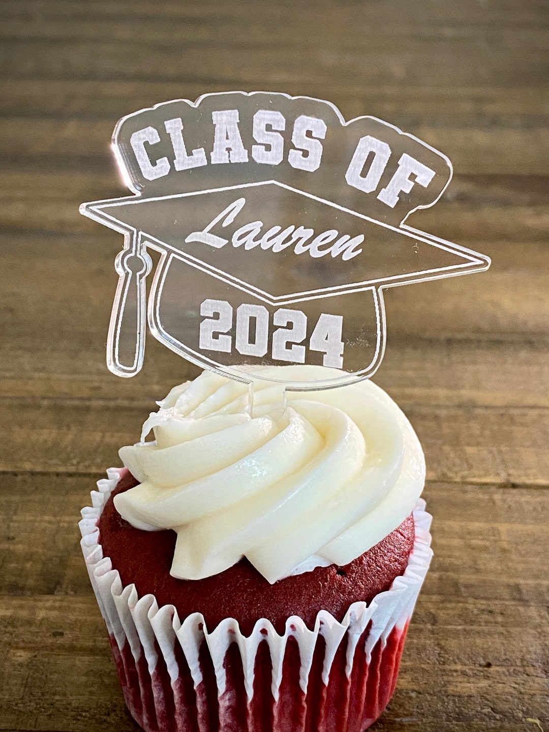 Class of 2024 Decorations. Graduation Cupcake Toppers. Custom Cupcake