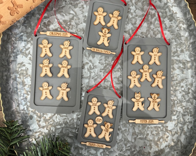 Custom Gingerbread Family Christmas Ornament - Personalized Holiday Keepsake