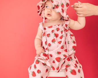 Beere Erstlings-Geburtstags-Outfit Mädchen - Erdbeer-Baby-Strampler, Beere Erster Geburtstags-Outfit 12-18 Monate, Erster Geburtstags-Outfit