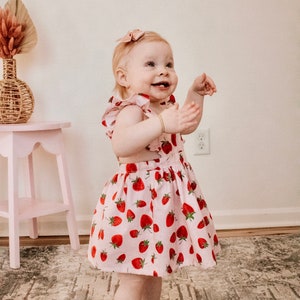 Baby girl strawberry dress | birthday dress | Size 12-18mo