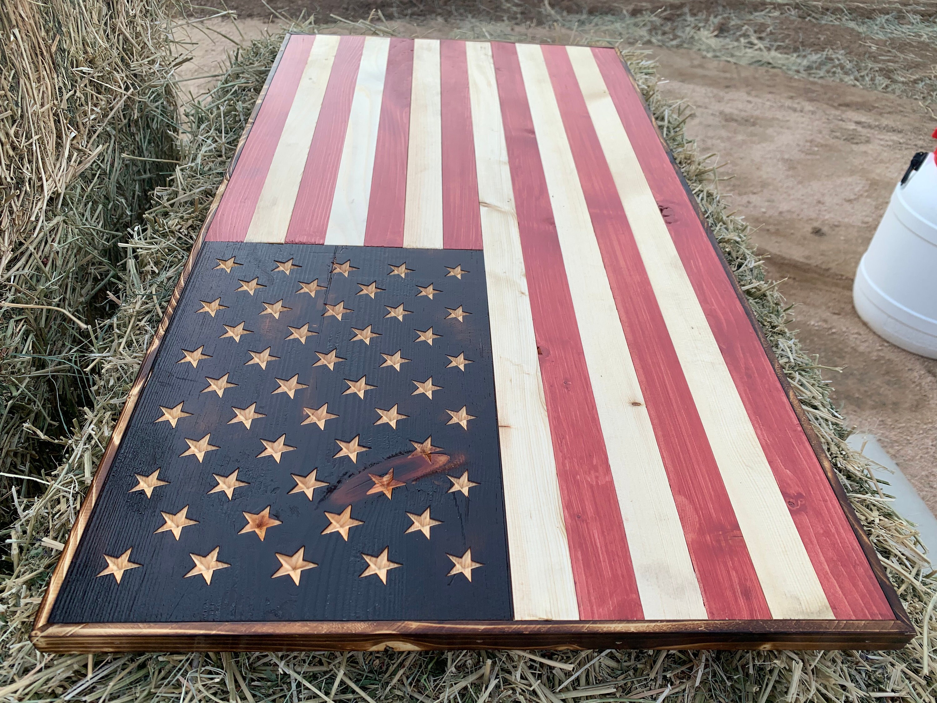 Bandera americana de madera / Bandera grabada / Decoración | Etsy