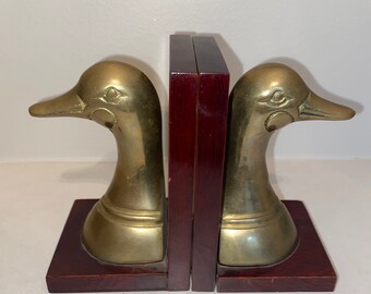 Brass Duck Head Bookends